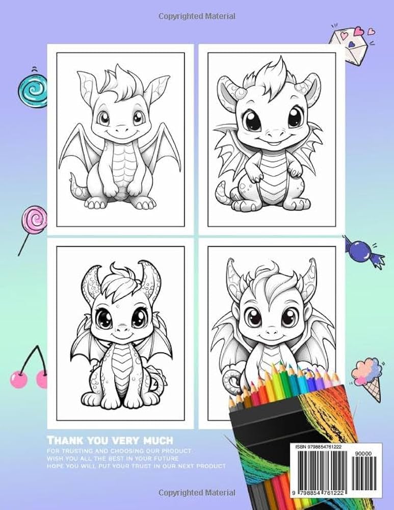 Kawaii dragons coloring book fantasy collection with coloring pages of adorable dragon coloring books for adults kids for relaxation and mindfulness coloring book gift for birthday penelope liam fj velage