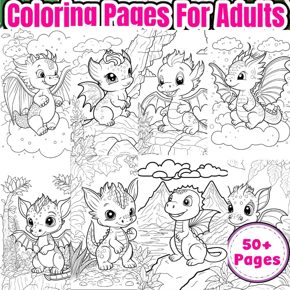 Cute dragon coloring pages for kids