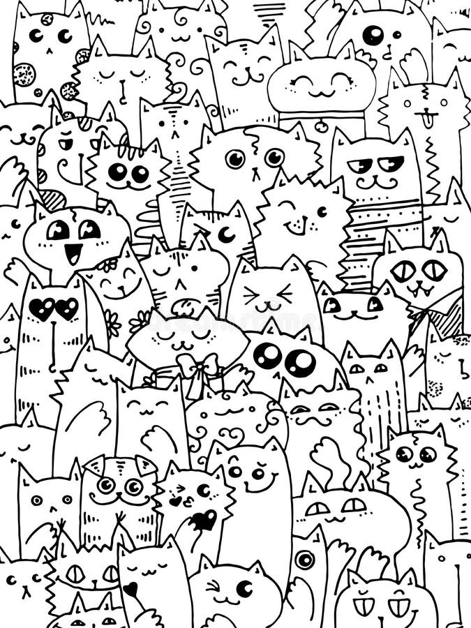 Cats kawaii coloring stock illustrations â cats kawaii coloring stock illustrations vectors clipart