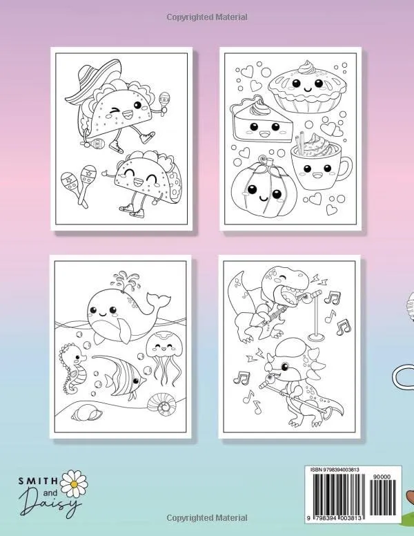 Kawaii coloring book cute and easy coloring pages with kawaii animals fast foo