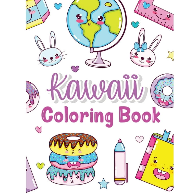 Kawaii coloring book kids coloring book with funny kawaii