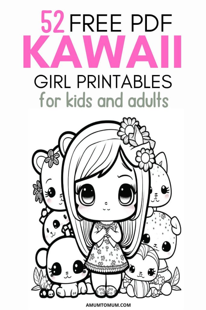 Kawaii coloring pages for girls adults