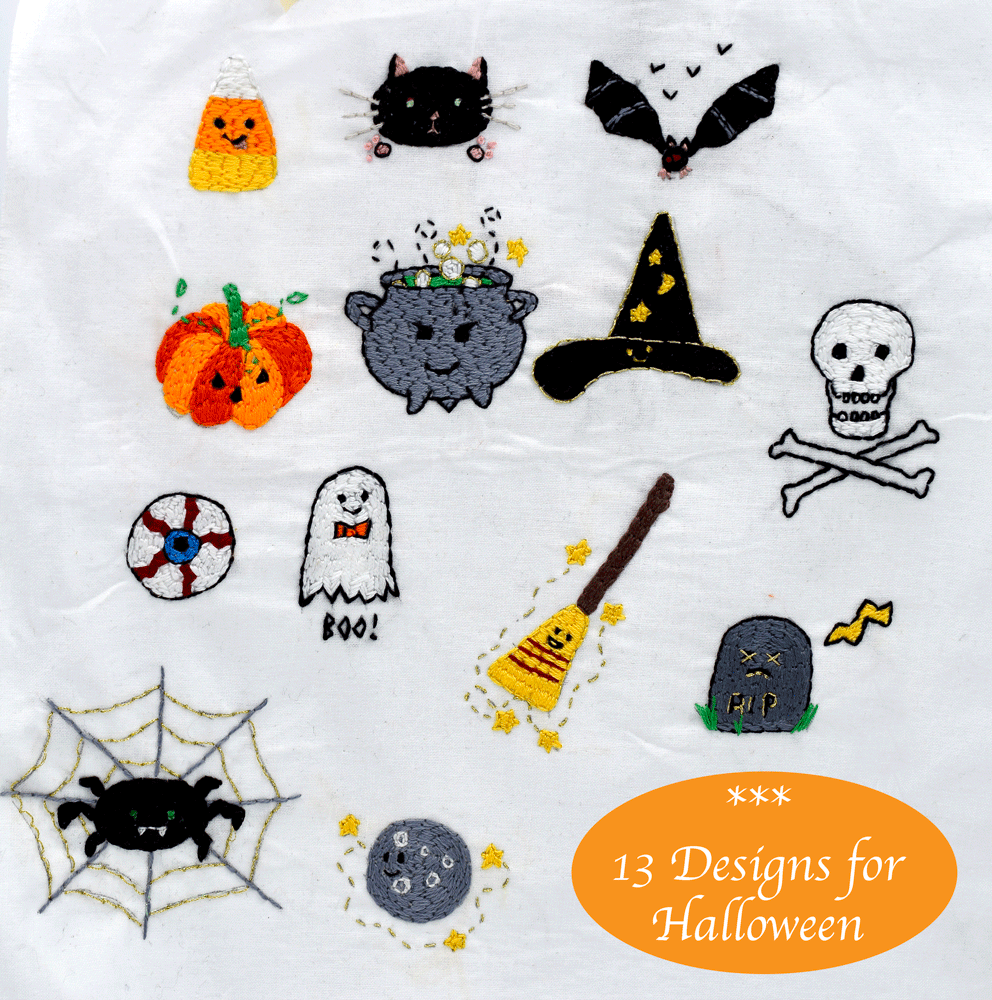 Cute kawaii halloween embroidery ideas â pam ash designs