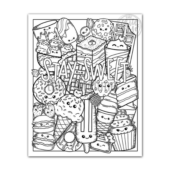 Dessert coloring page kawaii dessert coloring page coloring pages for kids printable kawaii cute coloring coloring pages for adults