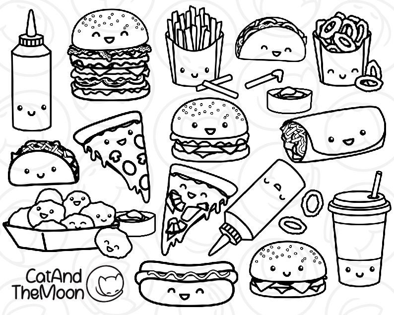 Food clip art cute food clipart clipart for coloring coloring clip art digital stamps fast food clipart junk food clip art