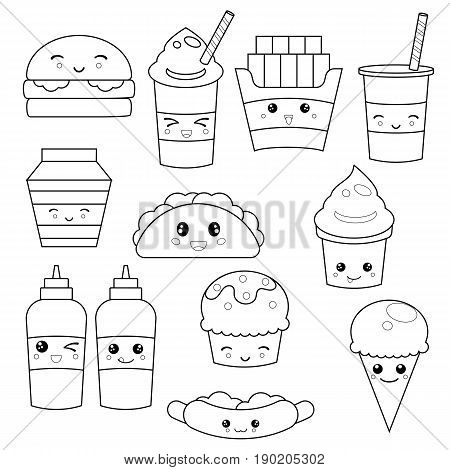 Set cute fast food vector photo free trial bigstock