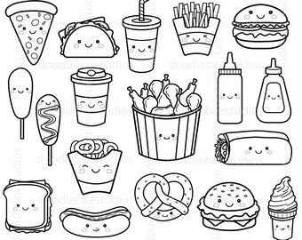 Kawaii fast food clipart kawaii fast food clipart cute fast food digital stamps cute fast food icons kawaii fast food coloring pages