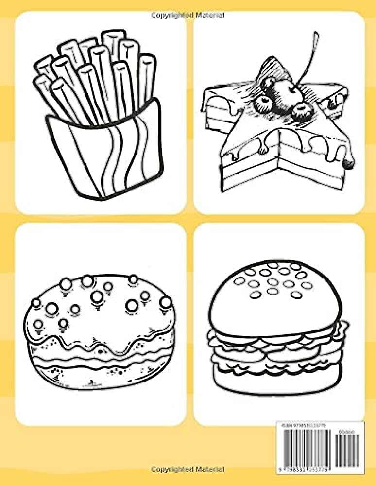 Kawaii food coloring book cute colorful food coloring book like dessert cupcake donut candy ice cream chocolate food fruits simple and easy coloring pages for toddlers girls kids ages