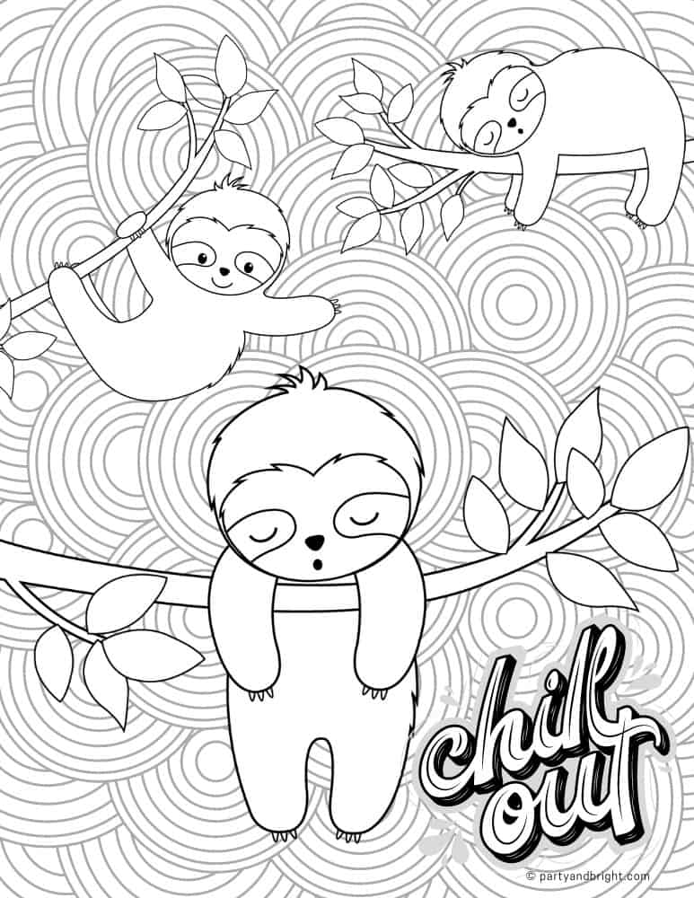 Cute sloth coloring pages printable activities