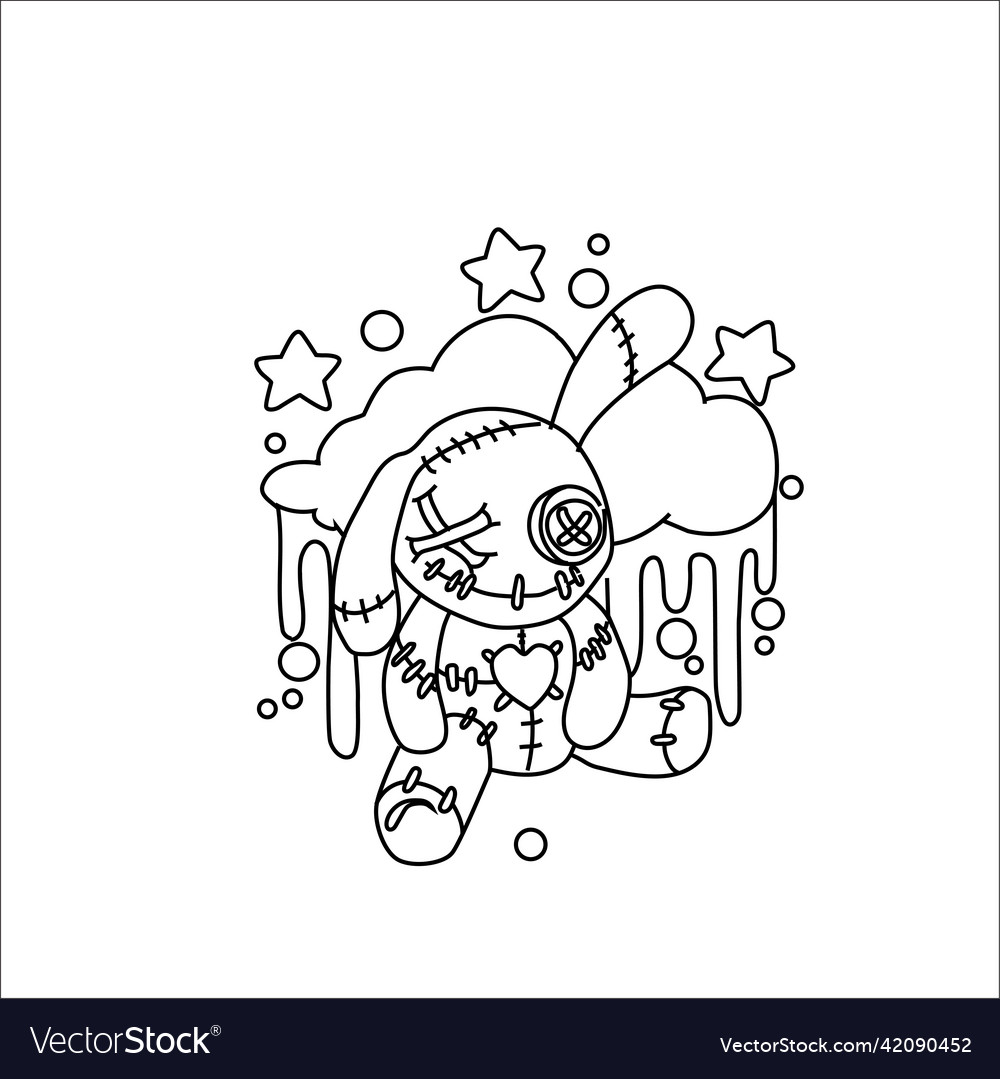 Creepy kawaii coloring page royalty free vector image