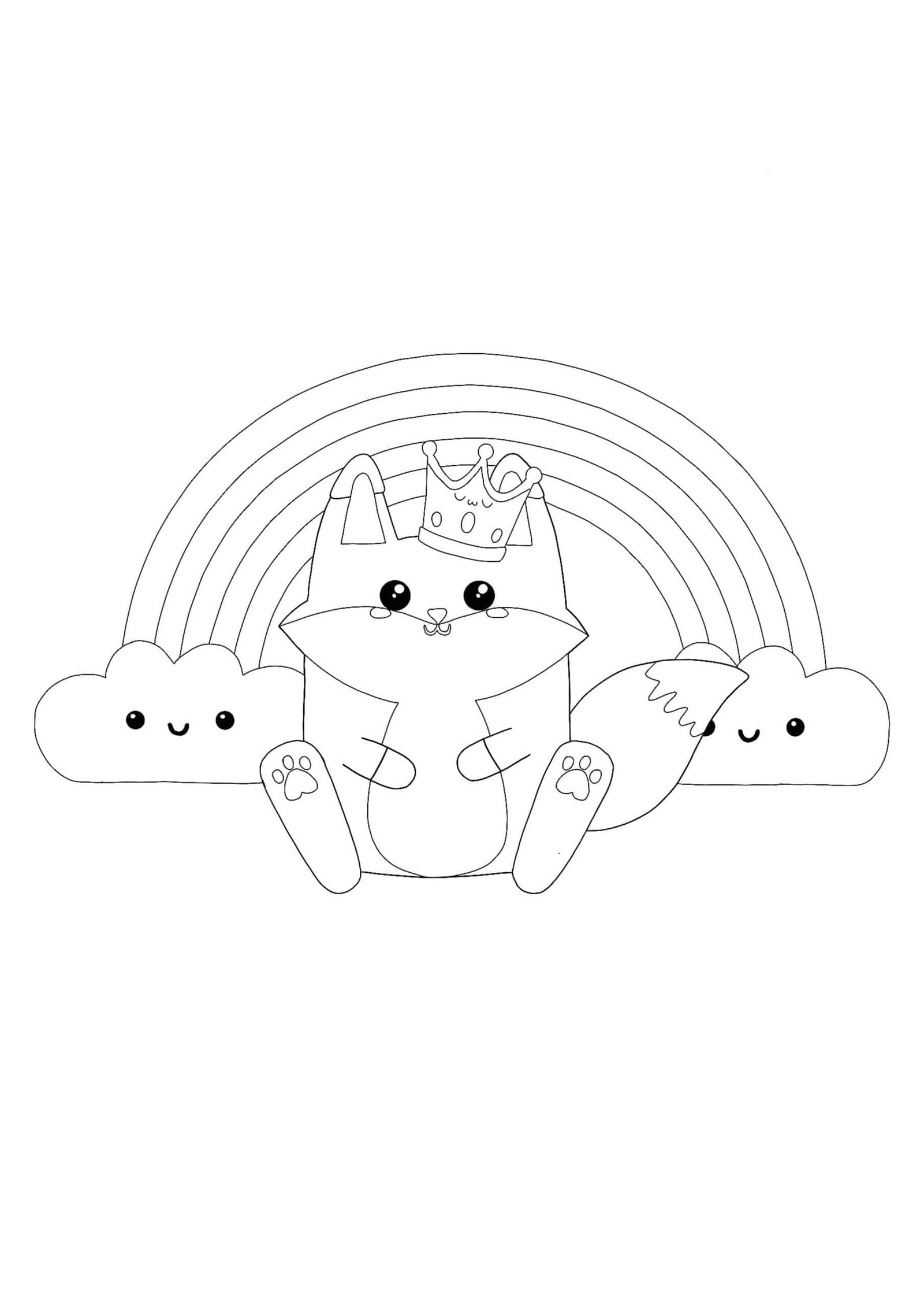 Kawaii fox coloring pages