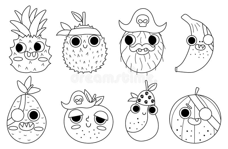 Kawaii fruit coloring stock illustrations â kawaii fruit coloring stock illustrations vectors clipart
