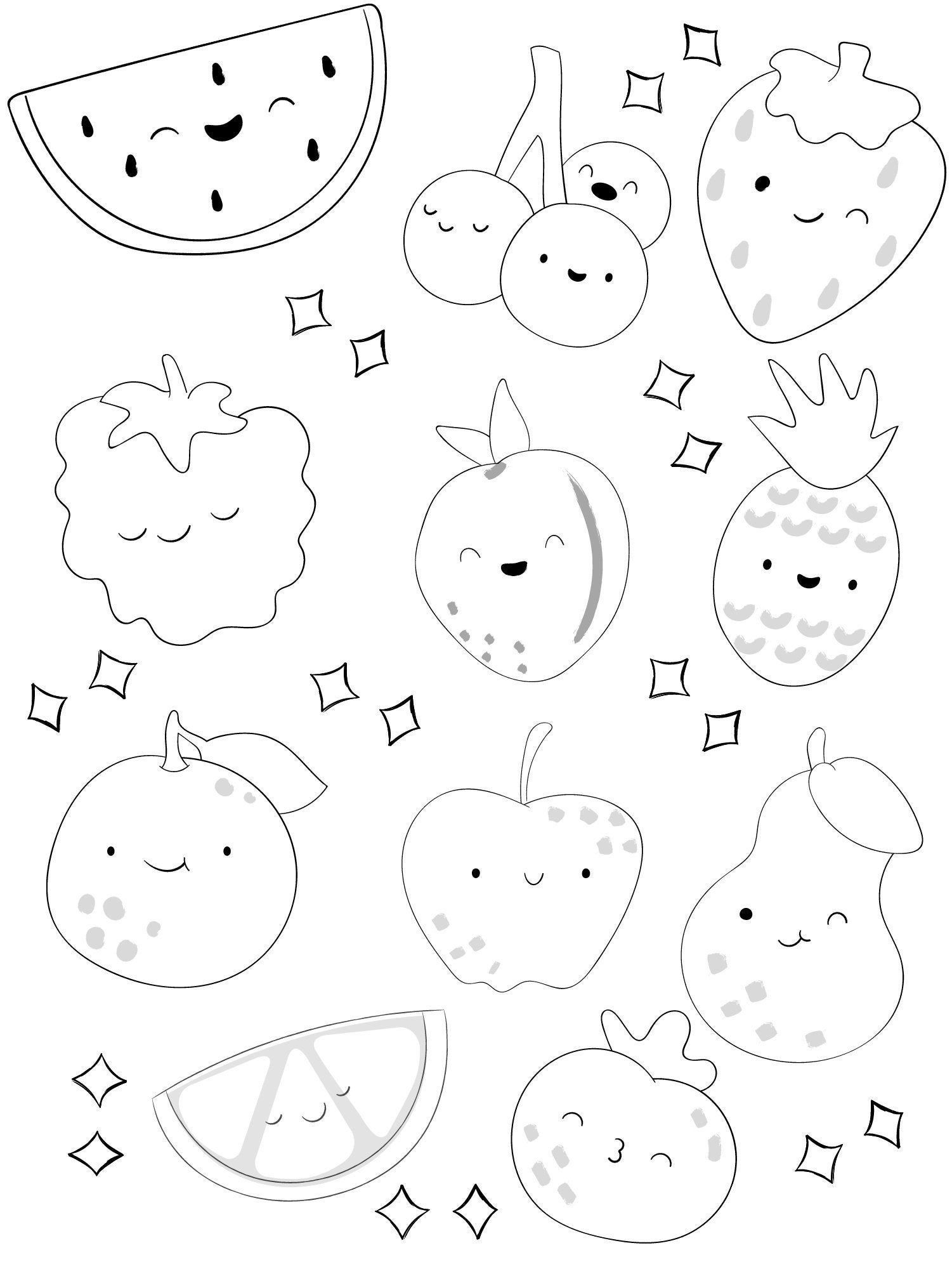 Food coloring pages kawaii fruit coloring page kawaii printable pdf for kids and adults