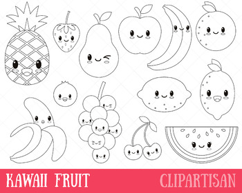 Happy fruit clip art coloring activity by clipartisan tpt
