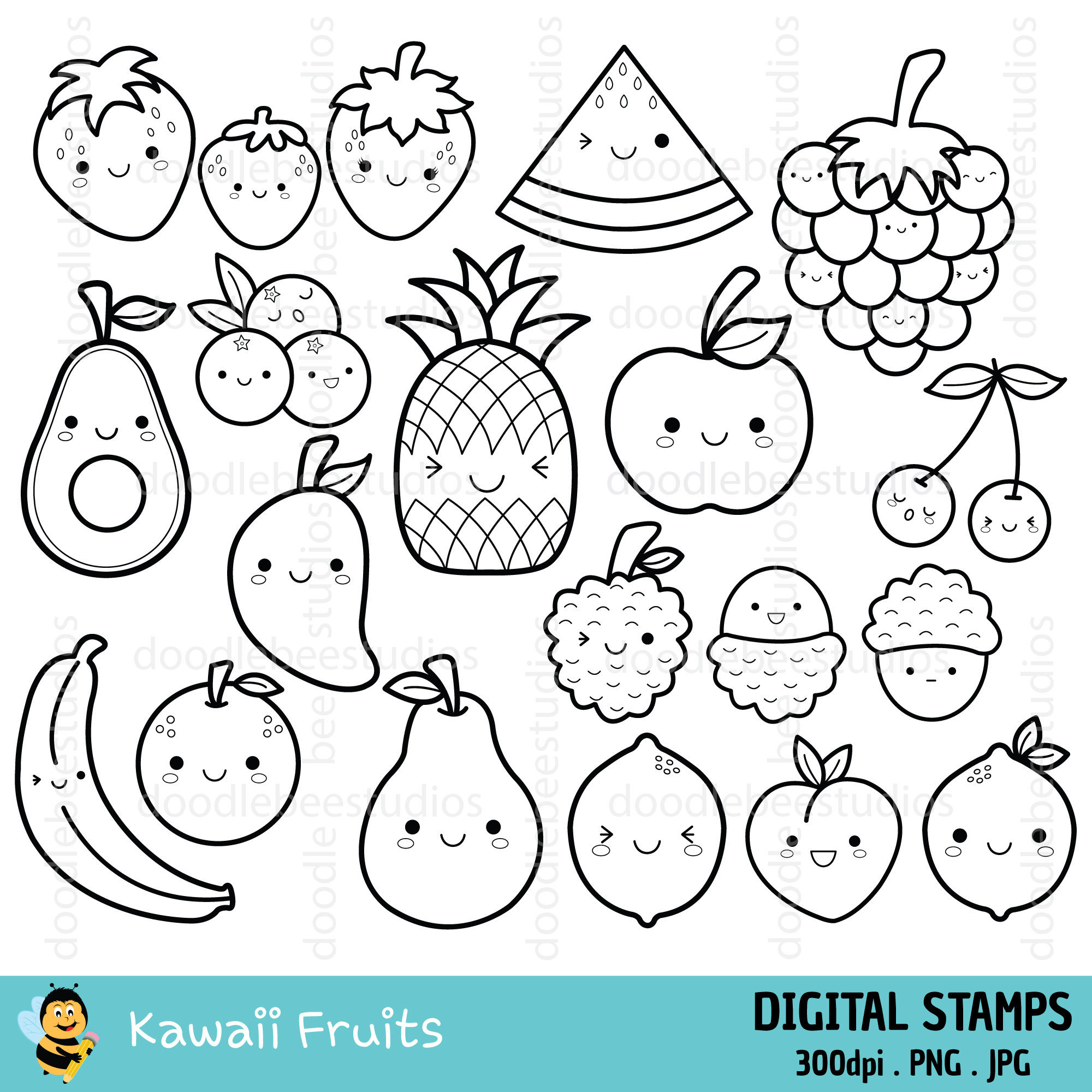 Kawaii fruits clipart kawaii fruit clip art cute fruits clipart fruits digital stamps cute fruits icons kawaii fruit coloring pages