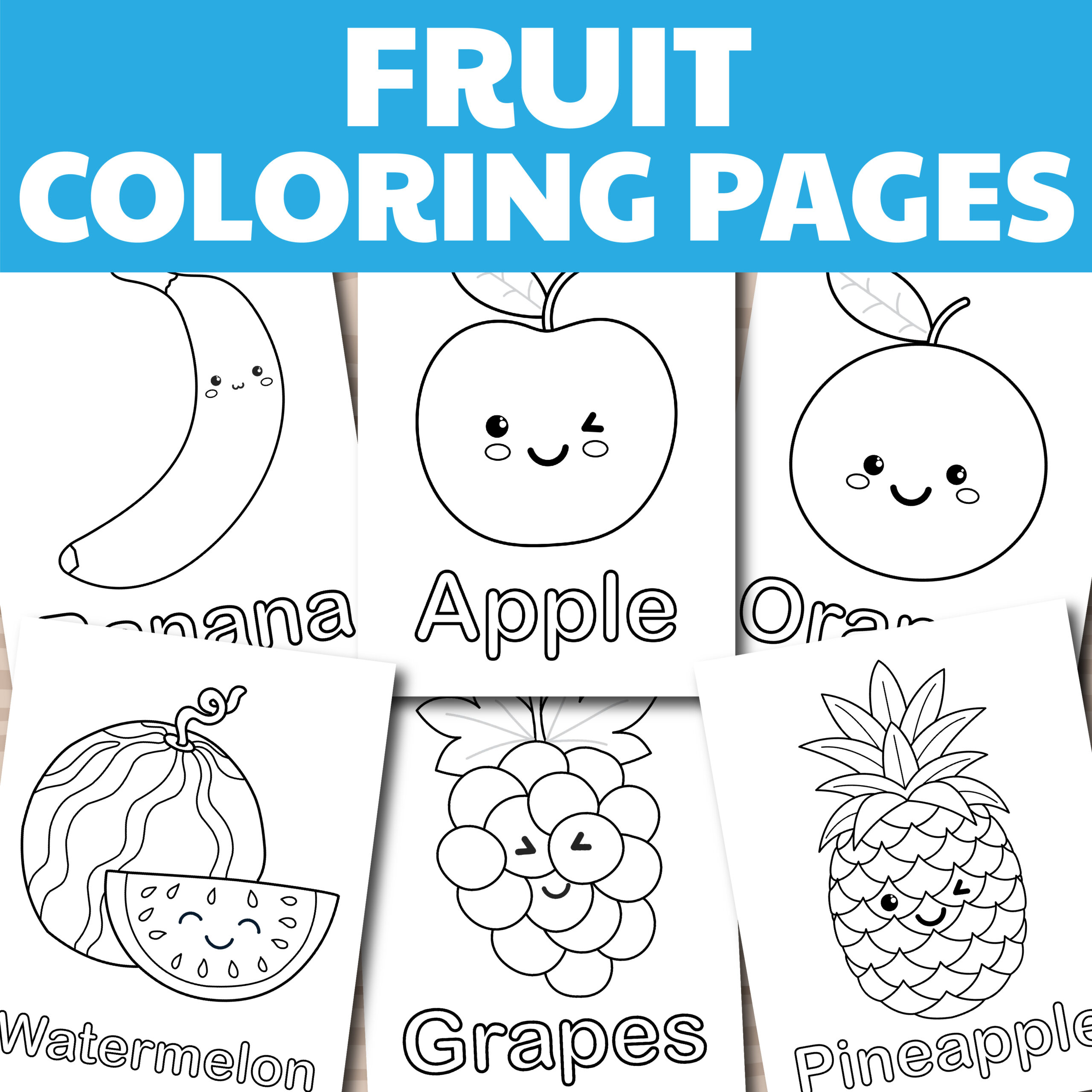 Fruit coloring sheets pages for kids