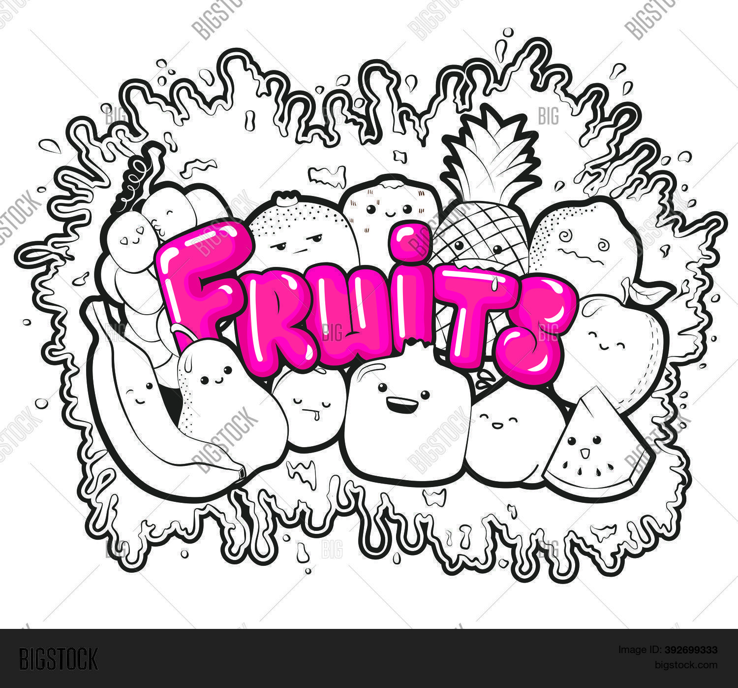 Cute fruit kawaii vector photo free trial bigstock