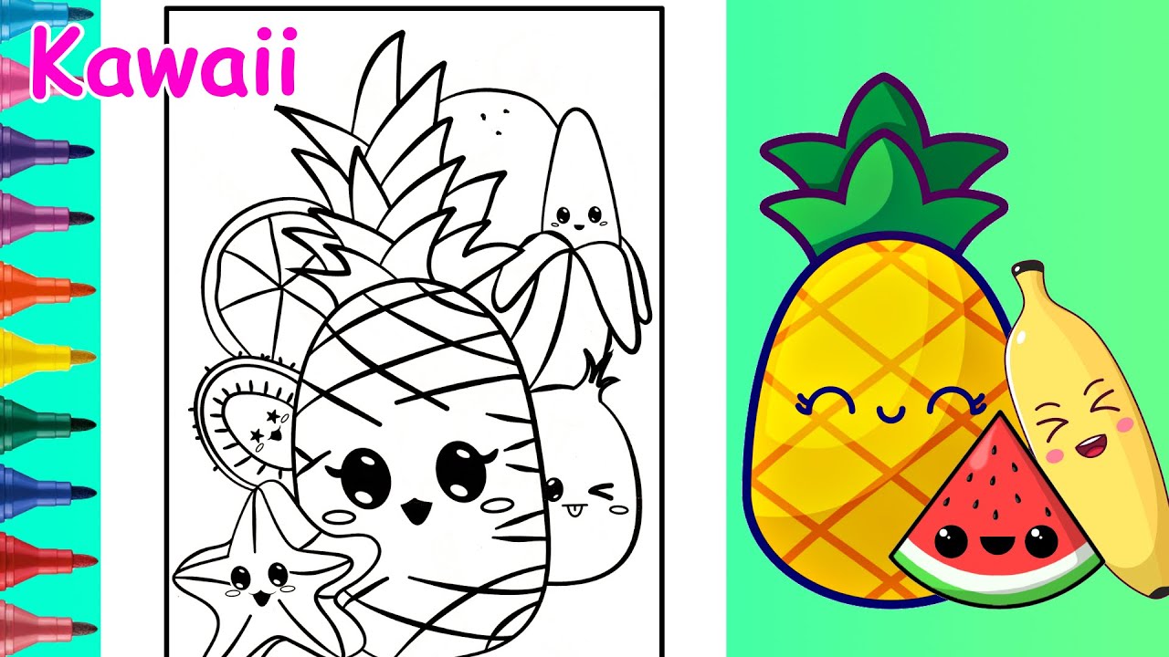 Cute fruit coloring page