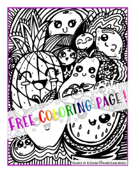 Free kawaii coloring page happy fruits by art teach doodle tpt