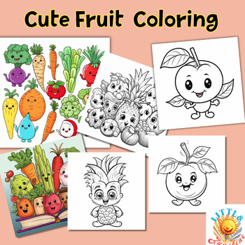 Cute fruit coloring pages by little zunshine tpt