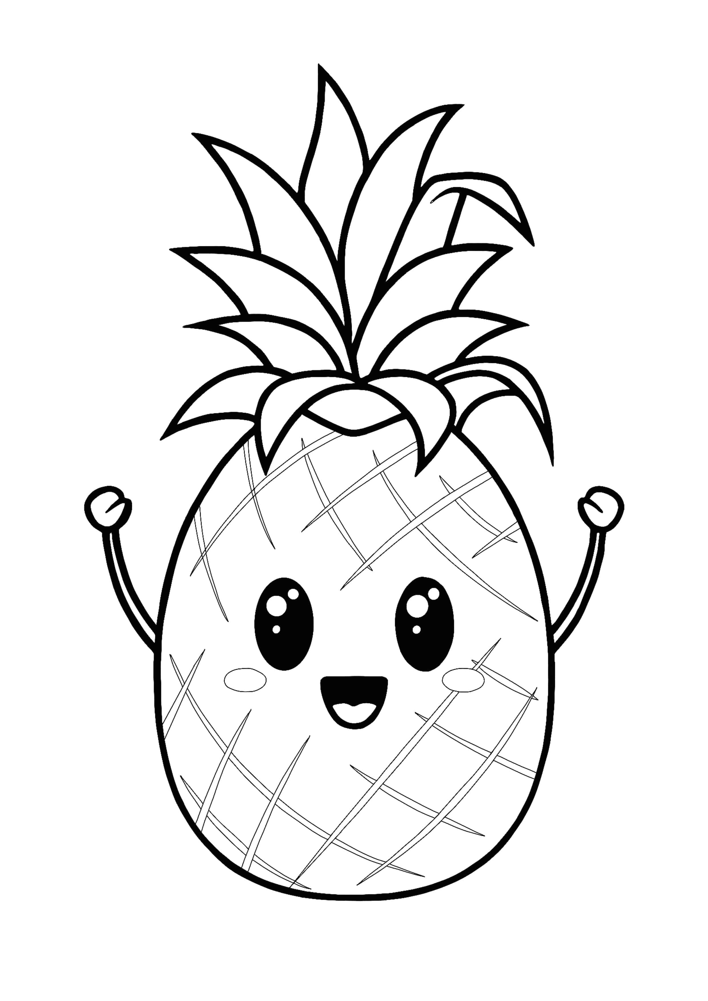 Cute kawaii pineapple coloring page fruit coloring pages coloring pages cute coloring pages