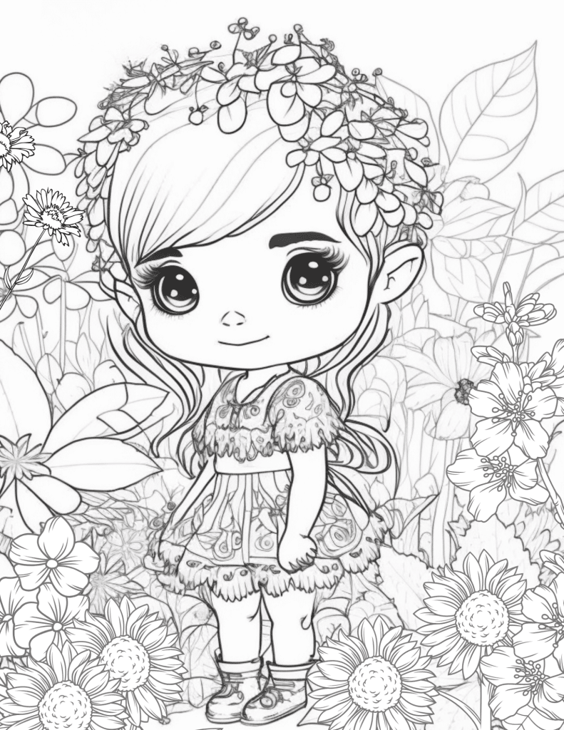 Kawaii coloring pages for girls adults