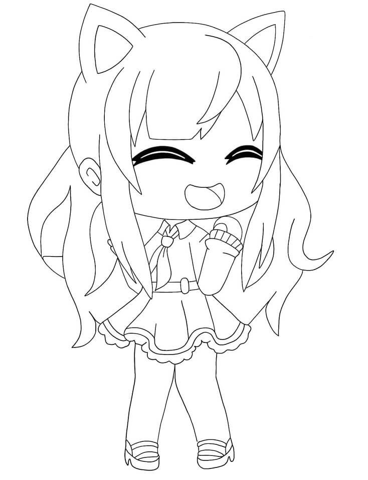 Kawaii girl coloring page