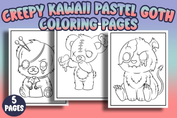 Creepy kawaii pastel goth coloring pages