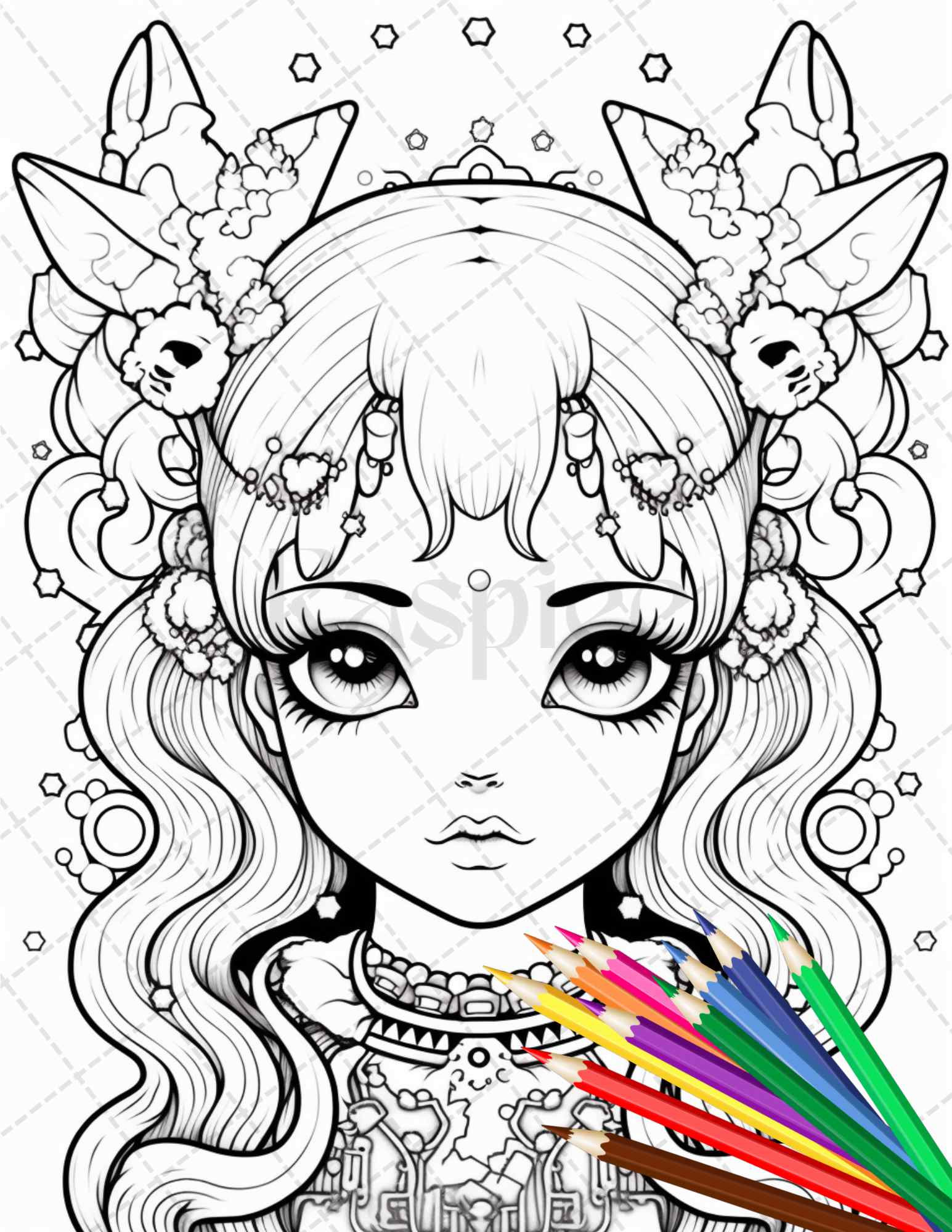 Creepy kawaii pastel goth coloring pages printable for adults gray â coloring