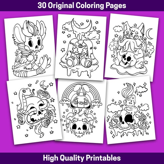 Best value creepy kawaii pastel goth coloring book instant download cute and dark spooky gothic pages horror pictures for adults teens