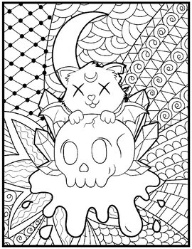 Enchanting mindfulness cute creepy kawaii gothic halloween coloring pages