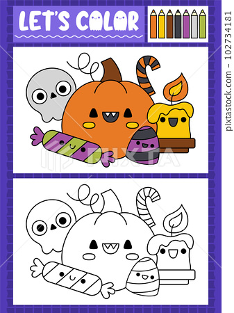 Halloween coloring page for children with cute