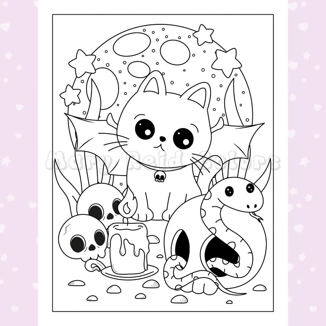 Creepy kawaii coloring book halloween coloring book creepy cute coloring book kawaii printable pastel goth goth printable