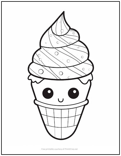 Kawaii ice cream coloring page print it free