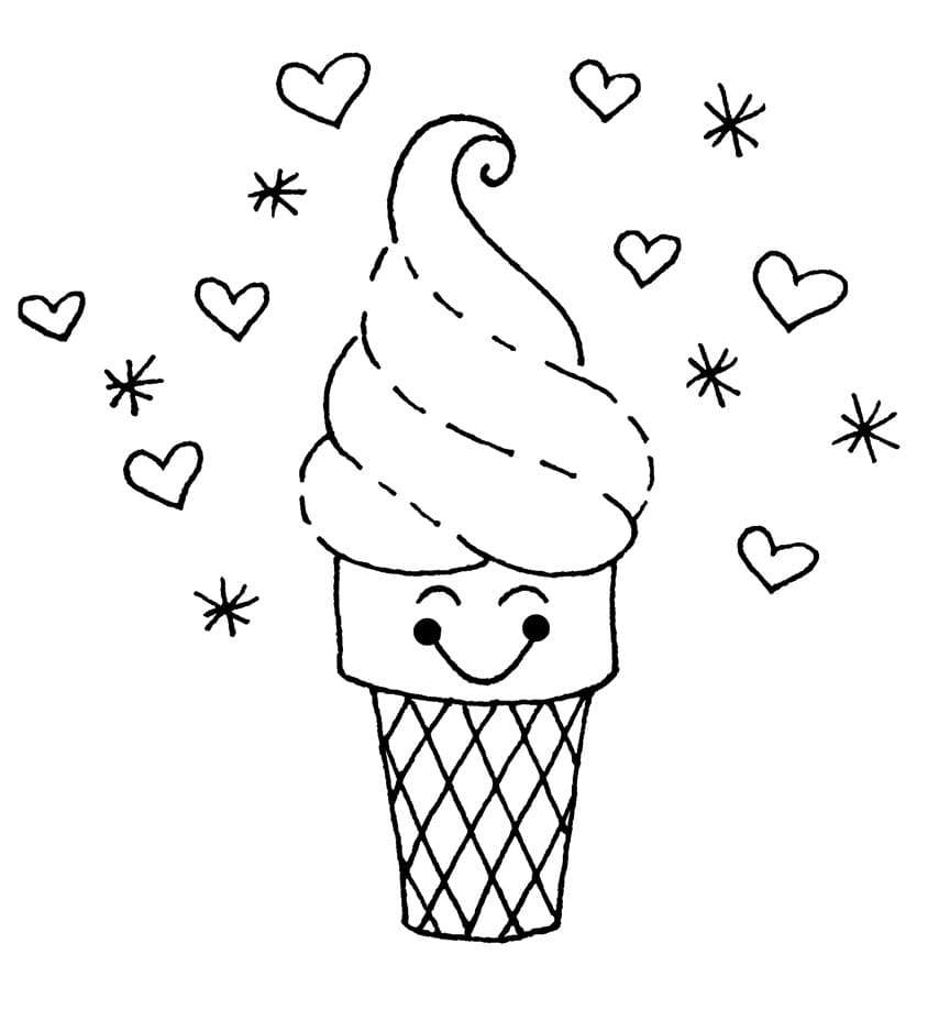 Cute ice cream coloring page