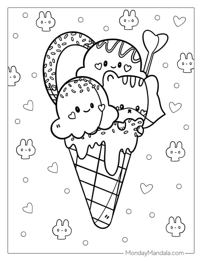 Ice cream coloring pages free pdf printables