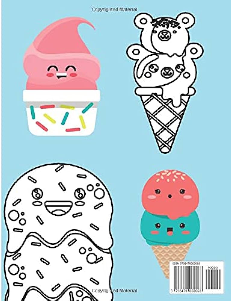 Kawaii ice cream coloring book designs for kids cute and funny drawings for kids years and up kawaii ice cream kawaii collection books