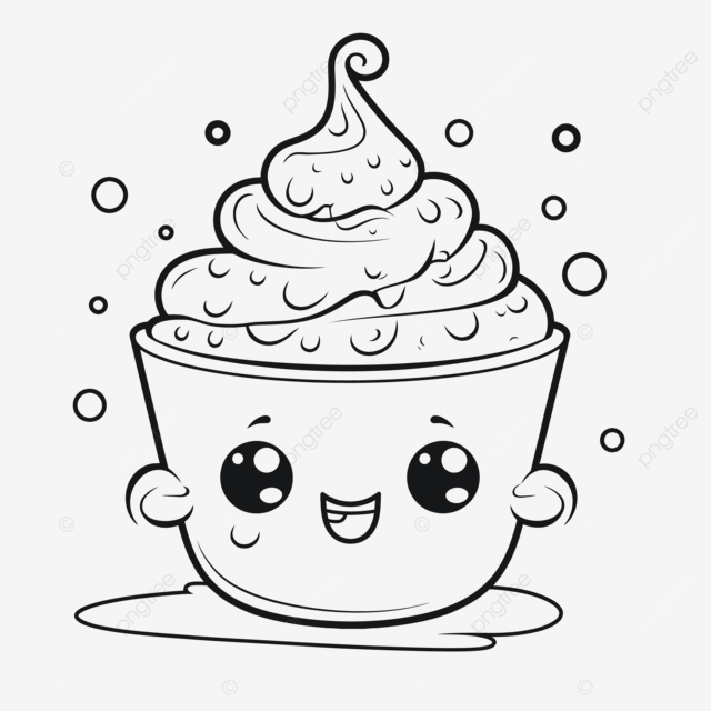 Cute ice cream coloring pages with a cute face outline sketch drawing vector wing drawing face drawing ice cream drawing png and vector with transparent background for free download