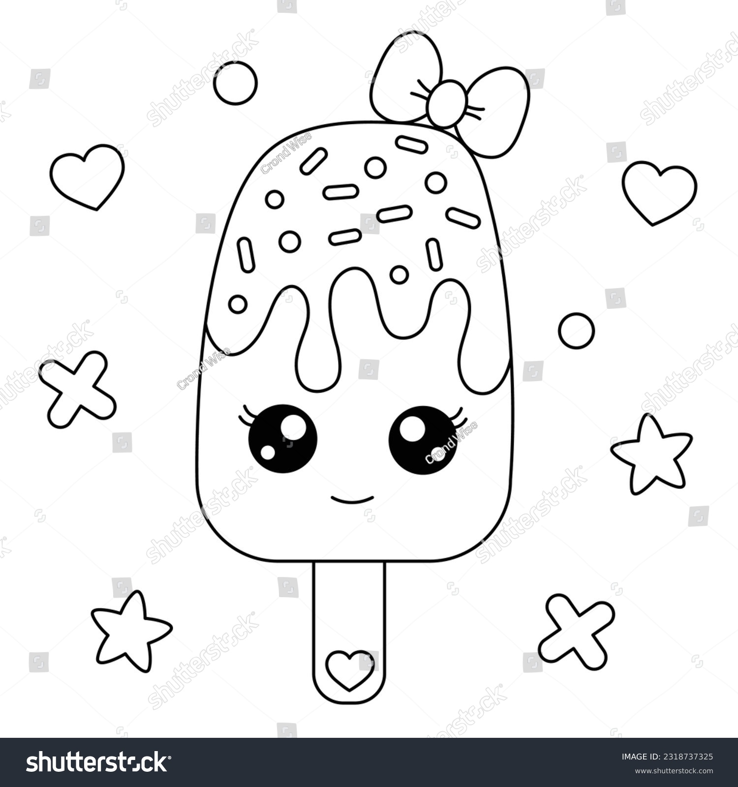 Cute kawaii ice cream sweet icecream stock vector royalty free