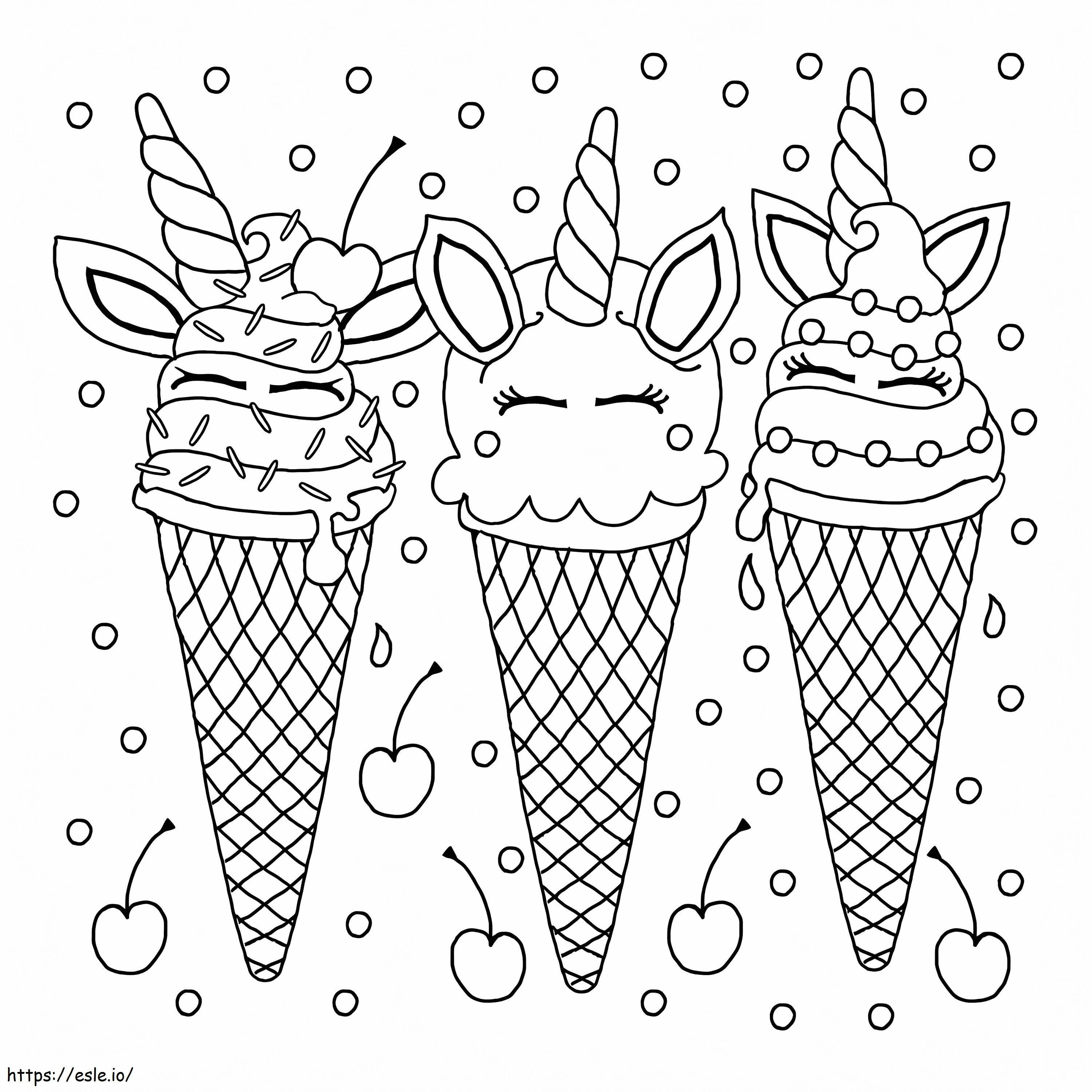 Kawaii ice cream coloring page