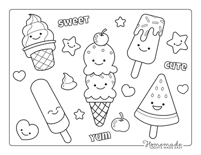 Ice cream coloring pages for kids adults