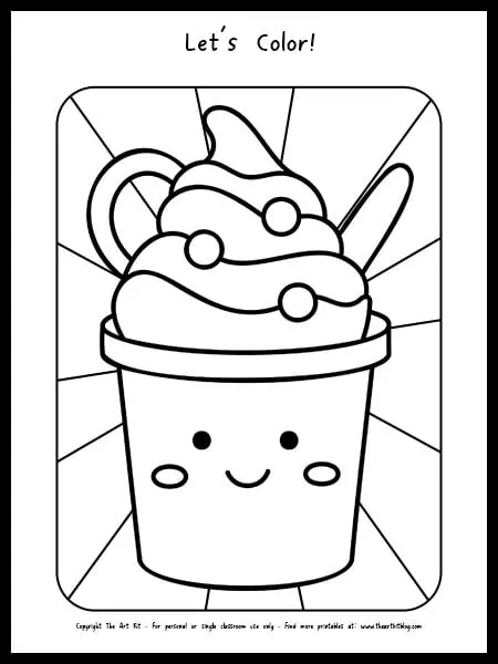 Cup of ice cream coloring page free printable â the art kit