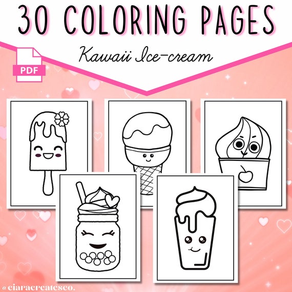 Kawaii ice cream coloring pages for kids printable kawaii coloring pages ice cream activity kids coloring sheets summer activity