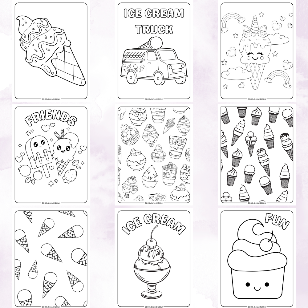 Cute ice cream coloring pages