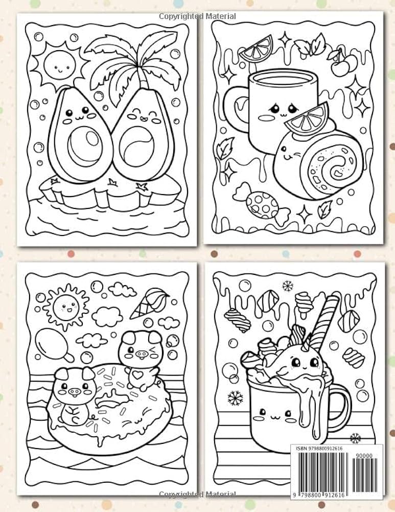 Kawaii food coloring book fun and relaxing kawaii colouring pages super cute japanese coloring book easy and fun by lesley kimbrough