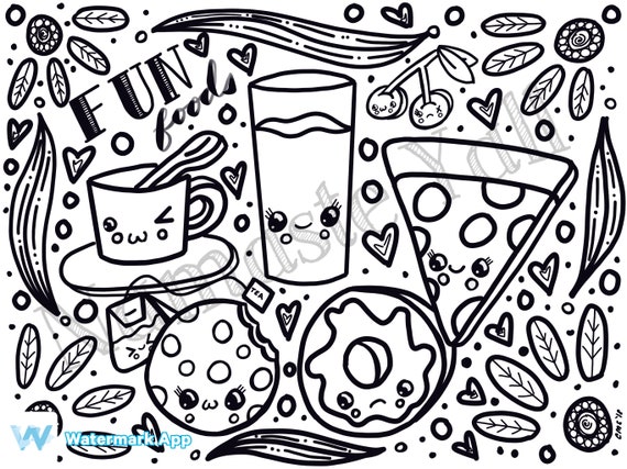 Digital kawaii japanese coloring pages