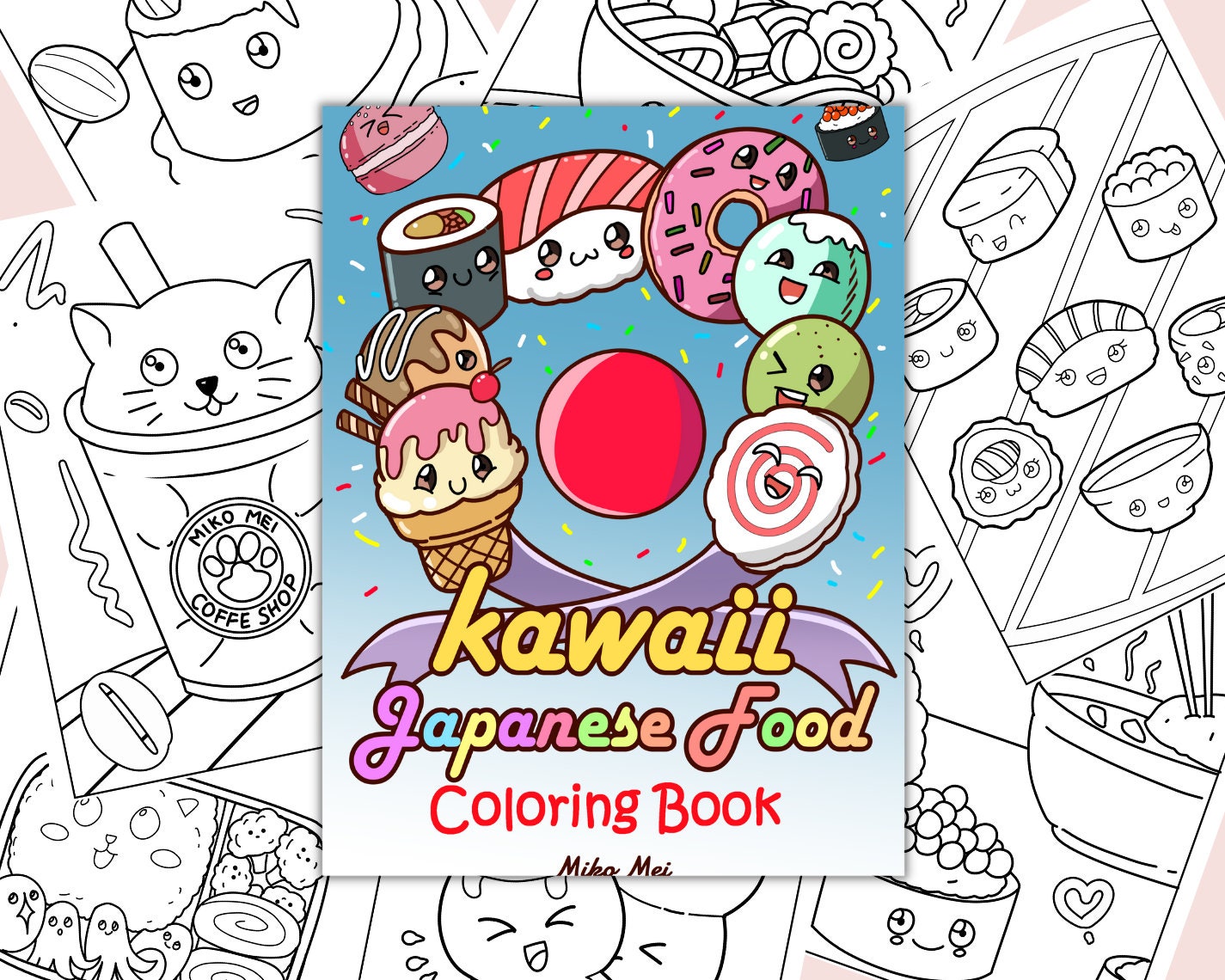 Kawaii japanese food coloring book