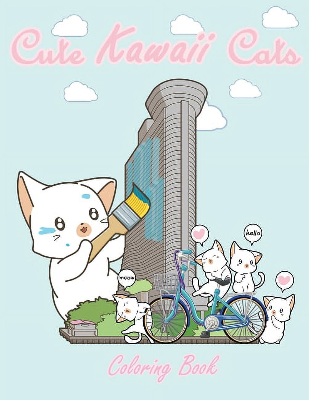 Cute kawaii cats coloring book cute japanese style coloring pages for adults and kids kawaii cats coloring books x in large coloring book