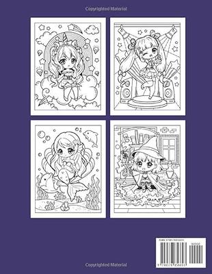 Chibi girls coloring book kawaii japanese manga drawings and cute anime characters coloring page for kids and adults