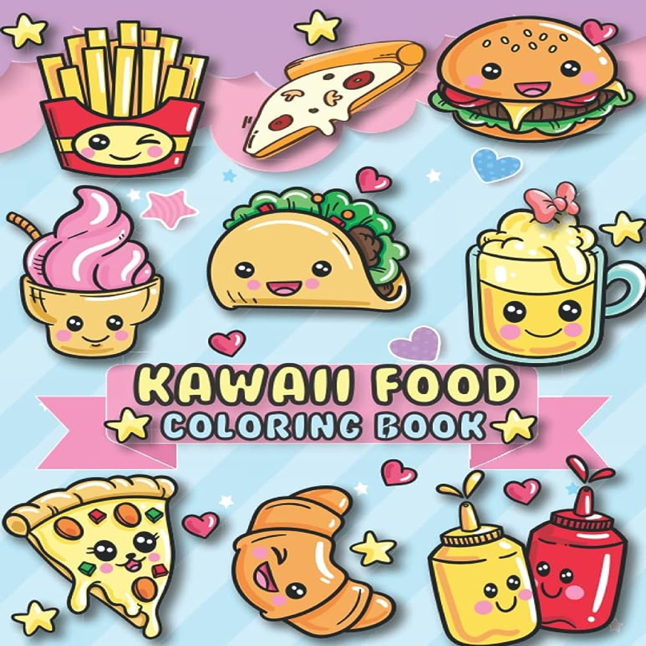 Kawaii food coloring book adorable relaxing easy kawaii food and drinks made by teachers